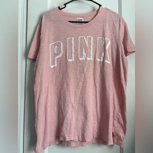 Pink T-Shirt with White Lettering Size: Medium